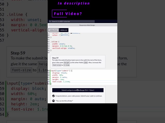 🌐 Responsive Web Design Preview 🌐 Registration Form 🌐 58,59,60 🌐 #freecodecamp #html #css #form