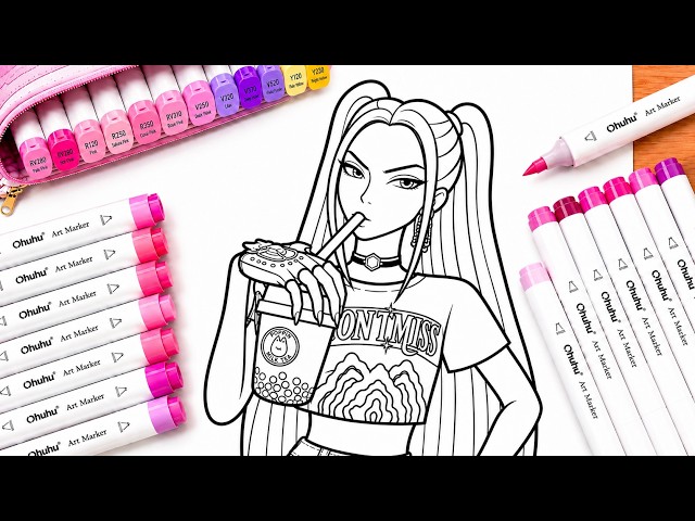 MIRA K-pop Demon Hunters Art Process | Marker & Glitter Pen Fan Art