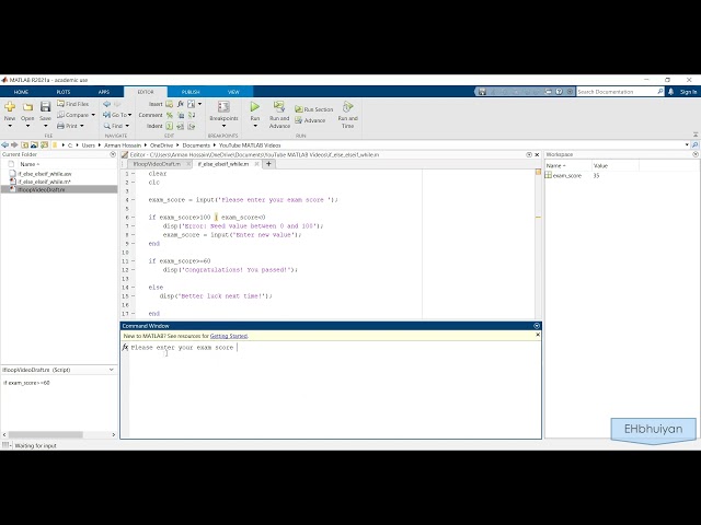 MATLAB If, Else, Elseif Statements | While Loops | Conditional Statements