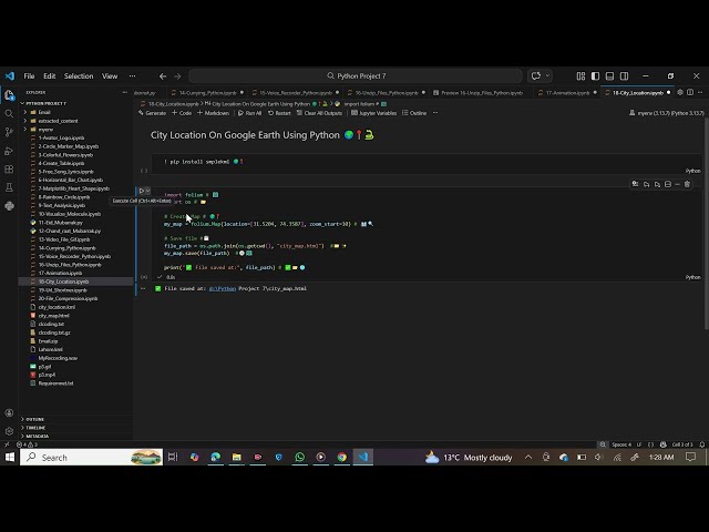 Find Any City Location on Google Earth Using Python 🌍 | Folium Tutorial