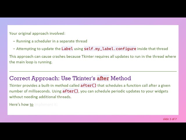 How to Safely Update a Tkinter Label from an Instance Method Without Crashing