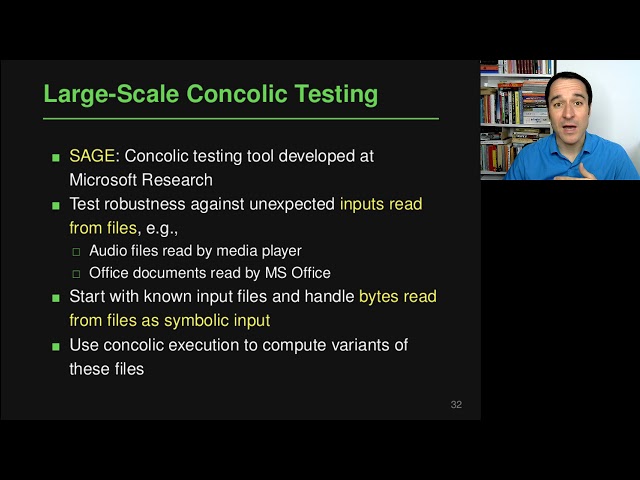 Lecture "Symbolic and Concolic Testing (Part 4, Applications)" of "Program Analysis"