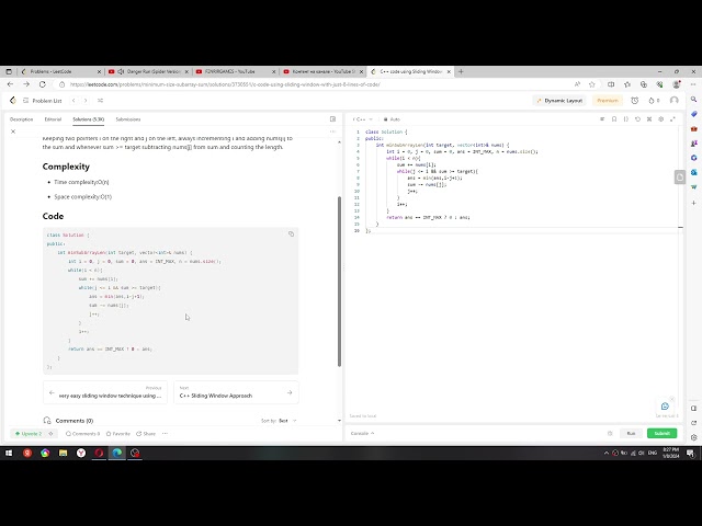 C++ leetcode 209. Minimum Size Subarray Sum short code