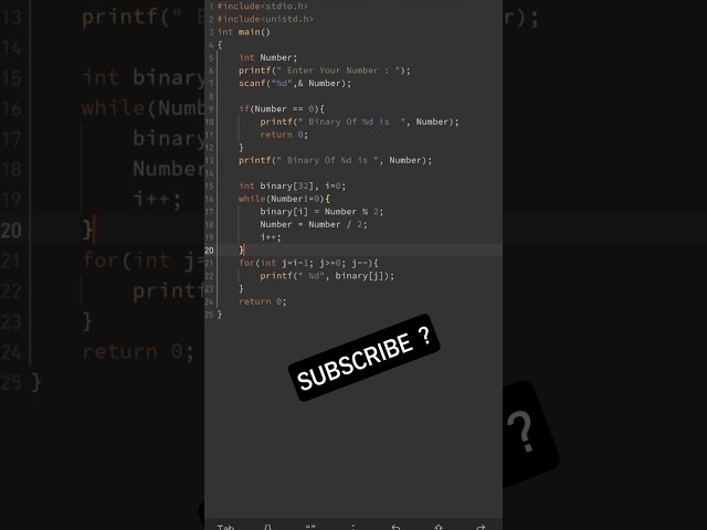 Binary Conversion | Programming C | #programminglanguages #binary #cprogramming #clanguage #python