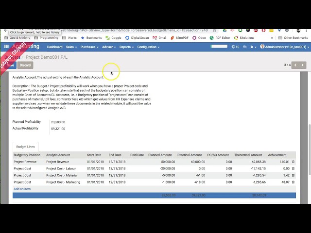 Odoo-V10- How To SetUp Budget Project Cost Analysis (Part2)
