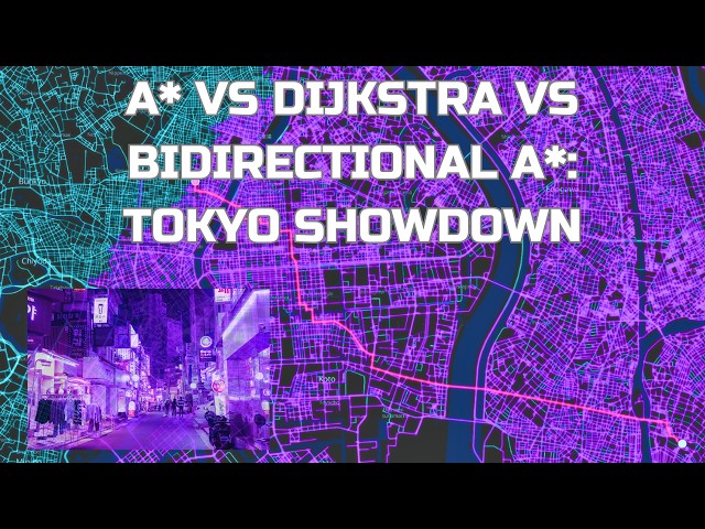 Bidirectional A* vs A* vs Dijkstra's Algorithm: Tokyo's Cyber Labyrinth