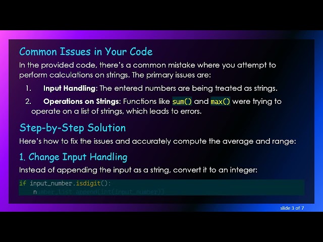 How to Calculate Average and Range in Python After Inputting into a List