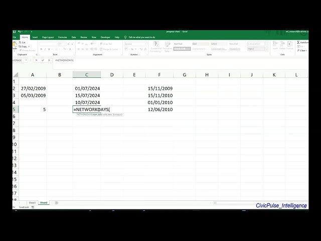 Networkdays Excel workbook function - Excel Tutorial on Date and Time
