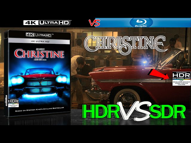 Christine 1983 HDR ANALYSIS 4K Blu Ray vs 1080p BD SDR 100nits #TRUE_DIFFERENCE #WATCH_IN_HDR