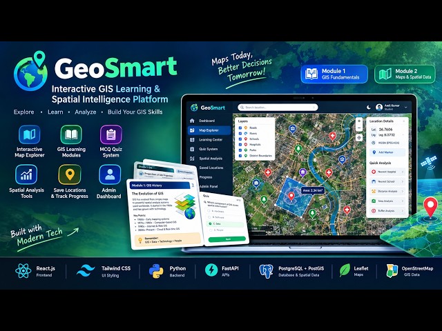 GeoSmart 🌍 | Interactive GIS Web App | Full Stack Project using React & FastAPI