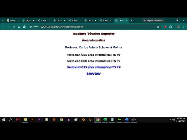 Hacer Paginas Web Con ArreglosCSS tipo embebido e Invocado