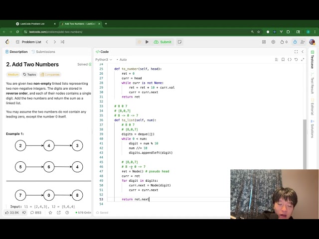 Add Two Numbers (LeetCode)