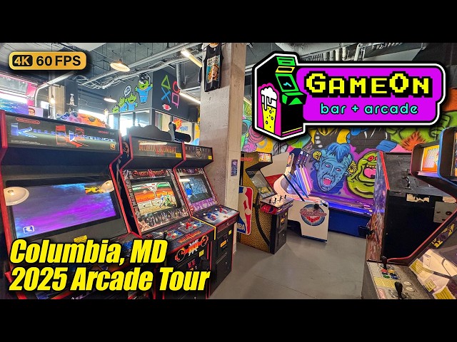 GameOn Bar+Arcade, July 2025 arcade tour (Columbia MD), new 4K full walkthrough