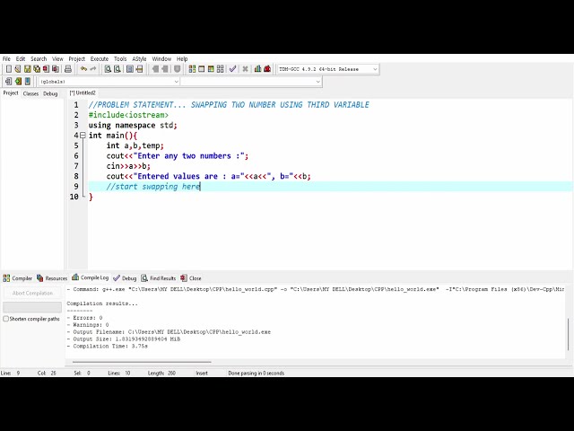 C++ Programming - Swapping of two number