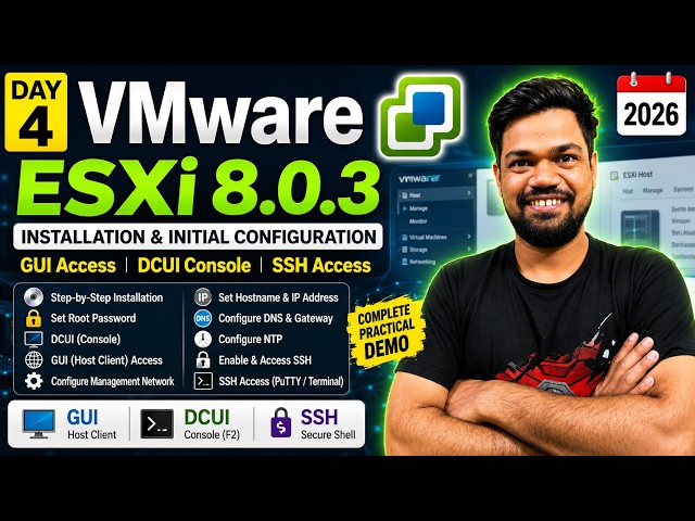 Ex-Oracle Guide: VMware ESXi 8.0.3 Installation  | GUI, DCUI Console, SSH, Hostname & Network Config