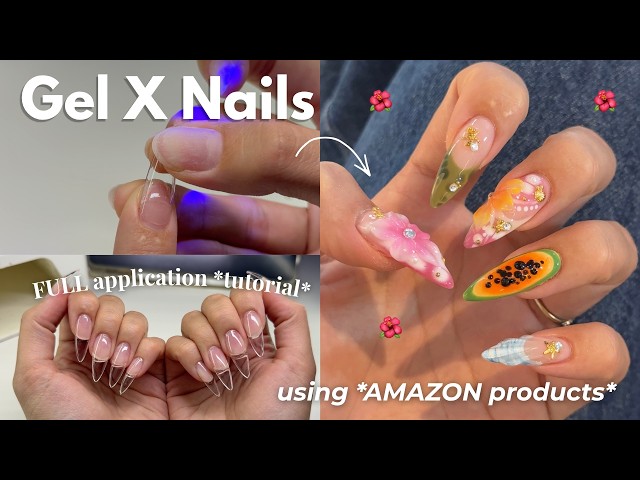 El *ÚNICO* tutorial de Gel-X de verano que necesitas 🌺 💅🏻 usando productos de Amazon