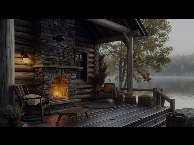 3 Hours Cozy Cabin Ambience 🏠 | Fireplace & Gentle Rain Sounds for Deep Sleep 🌧️🔥
