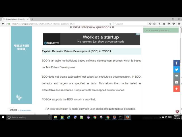 Explain Behavior Driven Development (BDD) in TOSCA. | javapedia.net