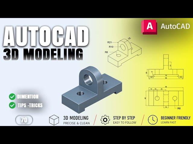 AUTOCAD 3D basic modeling for  mechanical practice work #70 #autocad #rkmahato  #rkmahato_07 