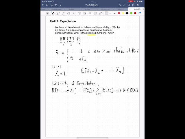 Expected number of runs for a biased coin 