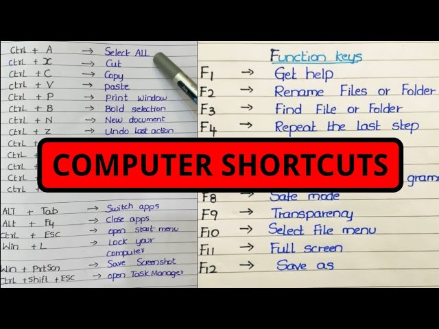 Computer Shortcuts | Keyboard Shortcuts in Windows || Basic Computer Shortcut Keys
