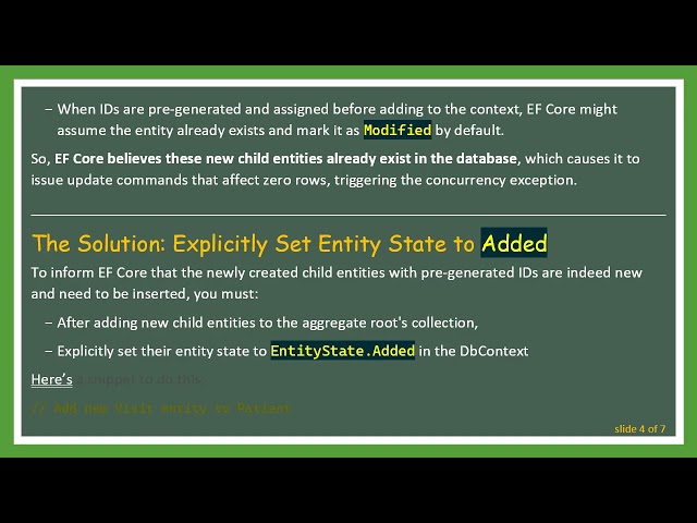 Handling AggregateUpdateConcurrencyException with Pre-Generated IDs in EF Core Aggregates