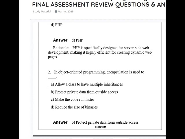 C867 ITSW 2130 Scripting & Programming   Applications LATEST FINAL ASSESSMENT REVIEW QUESTIONS & AN