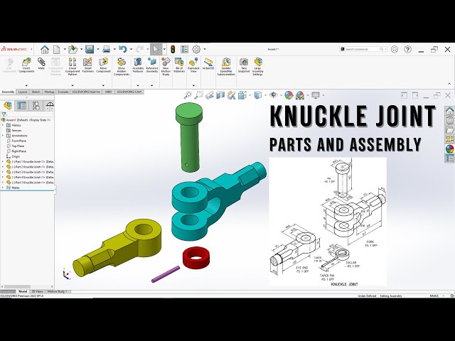 Knuckle Joint in SolidWorks | Full Tutorial: Part Modeling & Assembly