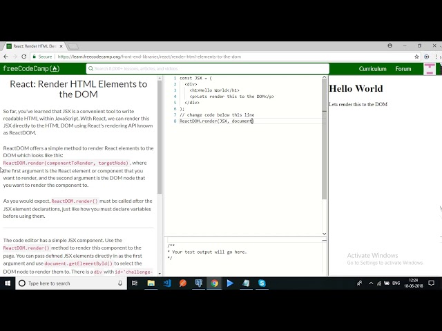 freecodecamp-React Render HTML Elements to the DOM-solution