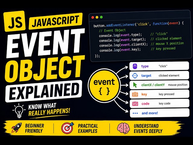 JavaScript Event Object Explained 🔥 | Complete DOM Event Guide #EasyWebSerie
