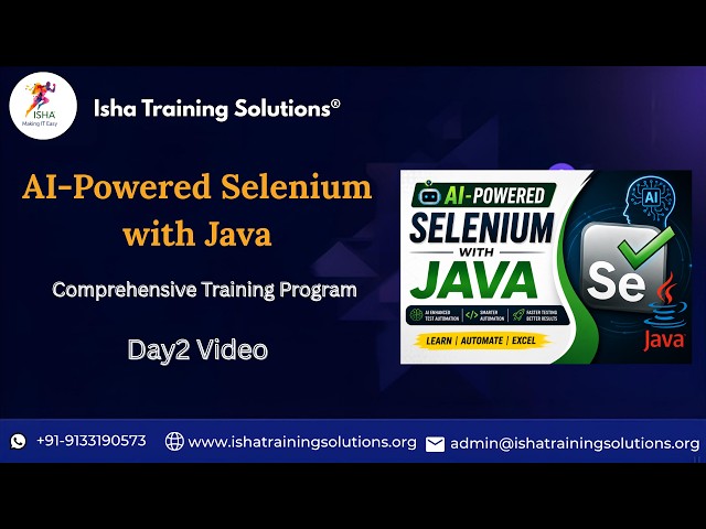 Selenium with java Day2 On 25th July 2026.Pls contact or WhatsApp us on +91-9133190573 to enroll.