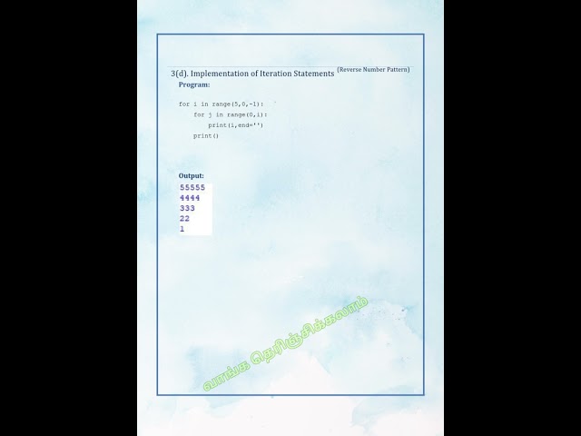 Reverse Number Pattern Using Iteration Statements | GE3171 Python Programming Lab #shorts #viral