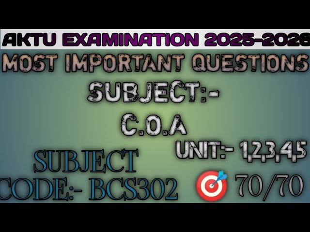 COA most important questions for aktu exam || #aktuexam || #miclasses 