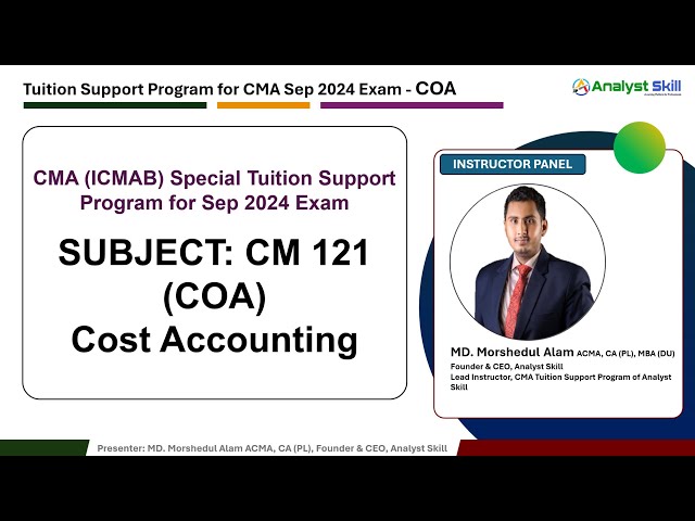 CMA (ICMAB) Cost Accounting Coaching by Analyst Skill