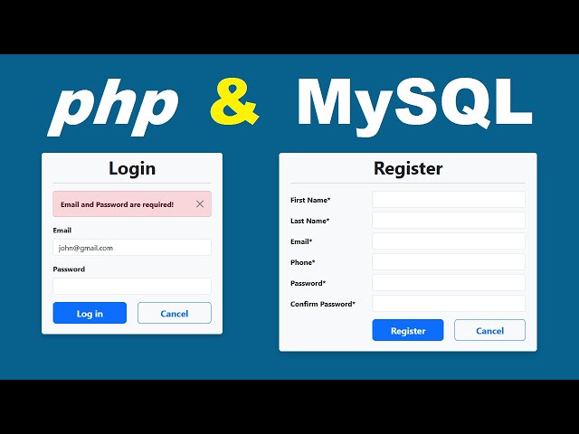 Create Login and Register Forms using PHP and MySQL | Registration Authentication and Authorization