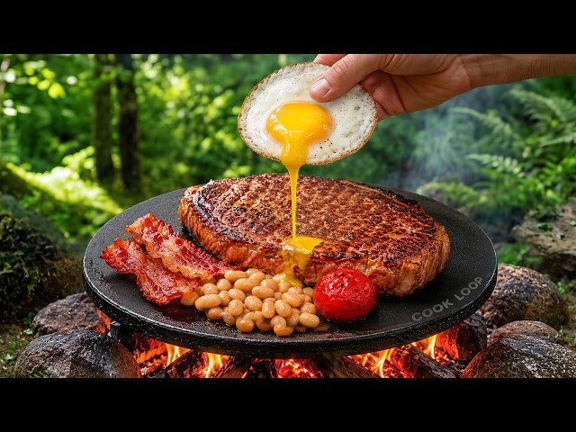 Giant Ribeye English Breakfast Cooked Over an Open Fire