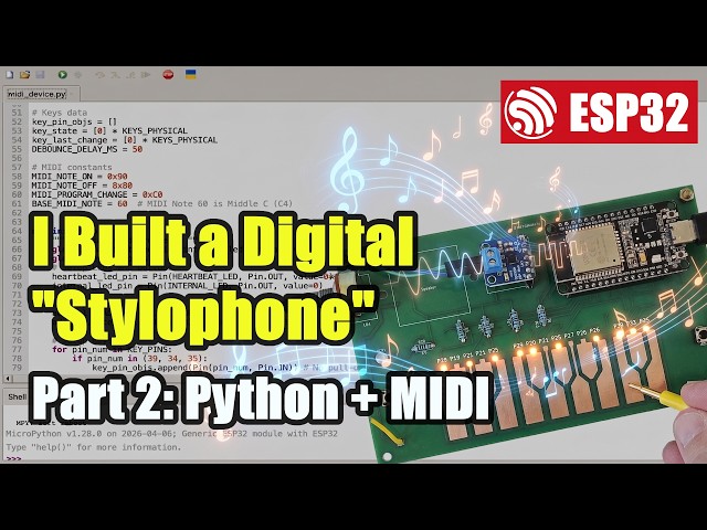 How to Build a DIY MIDI Keyboard with ESP32 and MicroPython | Coding and Hardware Tutorial