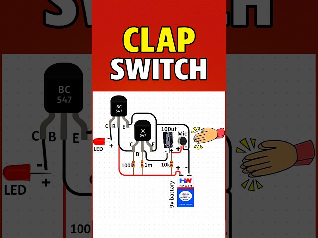 👏Clap switch using BC547 | DIY Electronics projects | #shorts #experiment #diy #project #trending