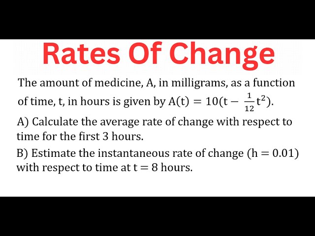 Average Rate Of Change (ARoC) & Instantaneous Rate Of Change (IRoC) For Amount Of Medicine