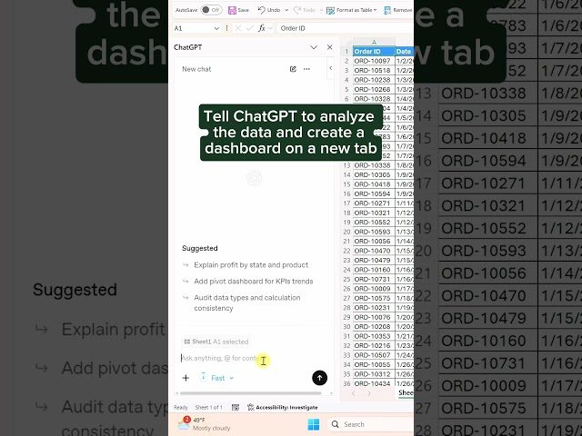OpenAI just launched ChatGPT for Excel and it changes everything. 🤯 #ChatGPT_Partner