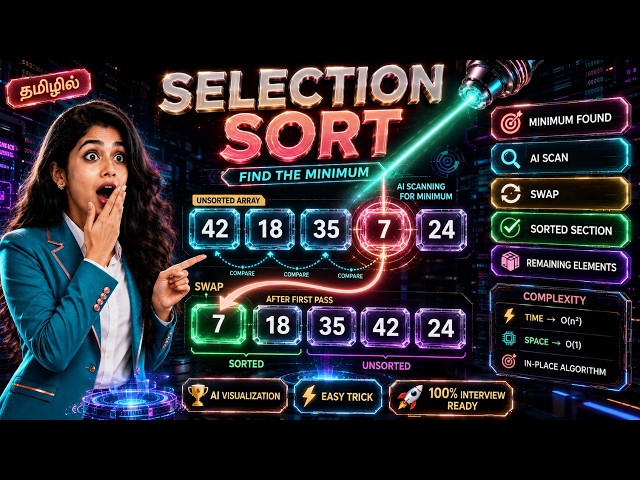 Selection Sort Explained in Tamil | Step-by-Step in Just 5 Minutes #selectionsort #problemsolving