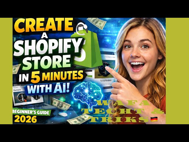 Create a Shopify store in 5 minutes with AI (Beginner's Guide 2026 | Wafa Tech & Tricks🇩🇪