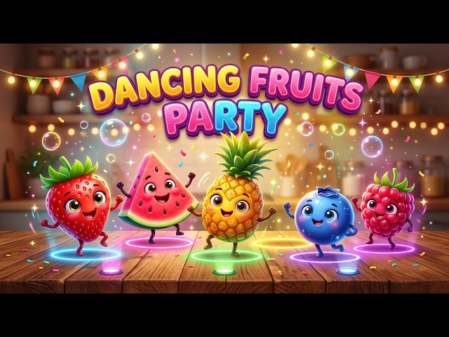 ✨ Fun 3D Fruits Dance Party in Smoothie Kitchen 🍍 | Hey Bear Style Sensory Brain Development
