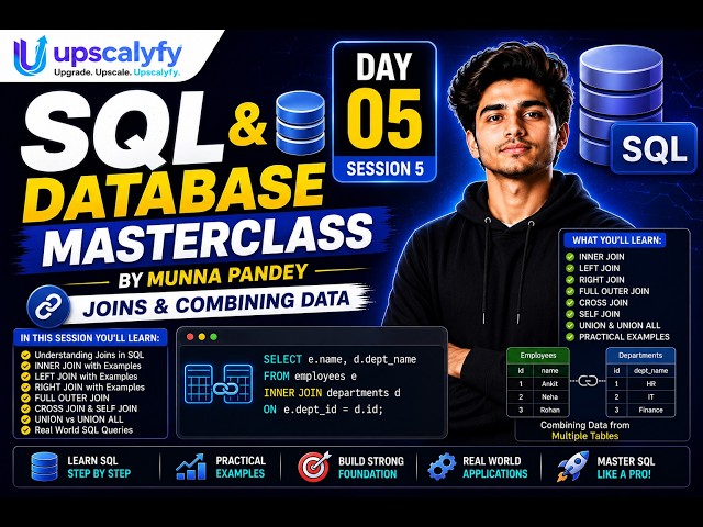 SQL & Database Masterclass Day 5 | SQL JOINS Explained | INNER, LEFT, RIGHT & FULL JOIN