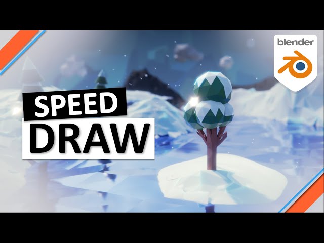 Winter Scene Speed Draw in Blender - Speed modelling