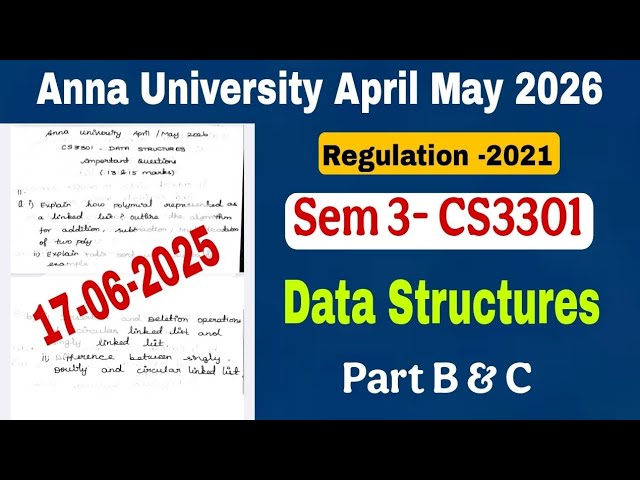 CS3301 Data Structures important Questions 17-06-2025 April may 2026 regulation 2021