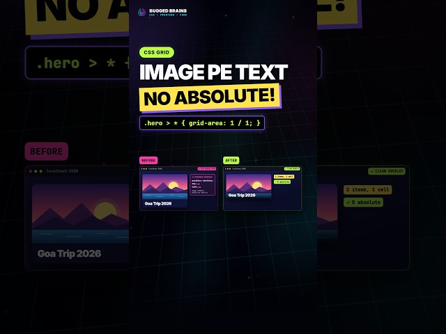 Image Ke Upar Text CSS Grid Se | No Position Absolute #css