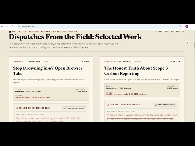 Copywriter Portfolio Template | React + Tailwind Demo