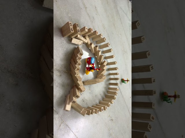 Jenga block domino effects for at sign @