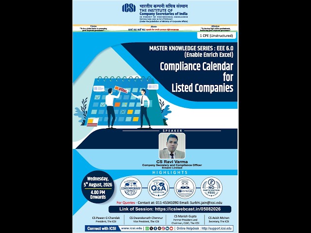Live Webinar on Capital Market Compliance Calendar for Listed Companies